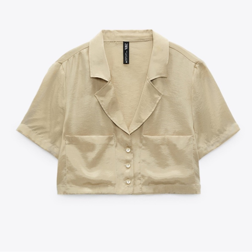 Zara Cropped Silk Button Up